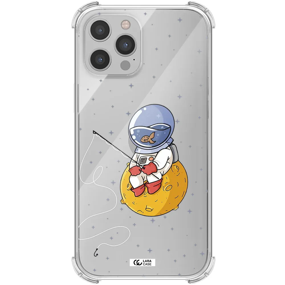 a cartoon of an astronaut sitting on a moon Apple iPhone 12 pro max Clear PC Case