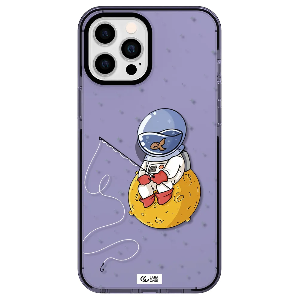 a cartoon of an astronaut sitting on a moon Apple iPhone 12 pro max impact Lilac Case