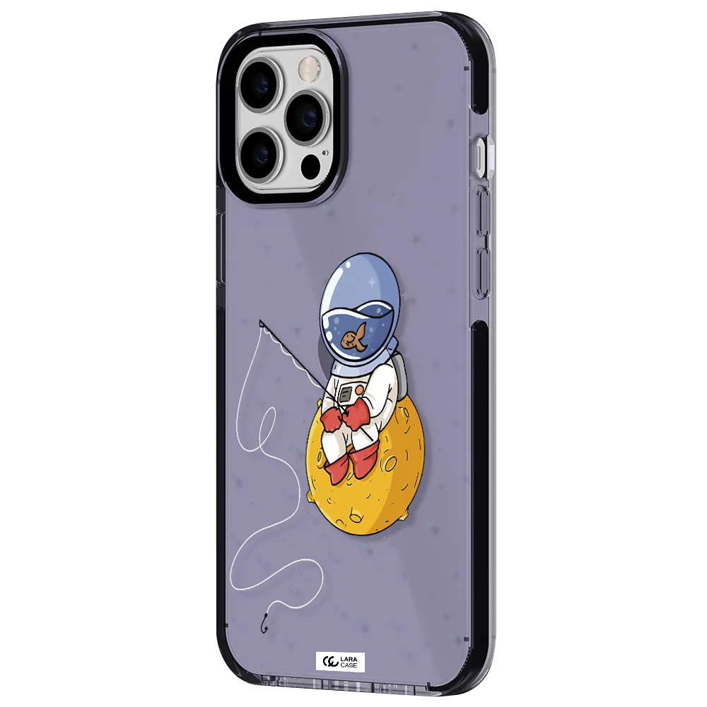 a cartoon of an astronaut sitting on a moon Apple iPhone 12 pro max impact Lilac Case