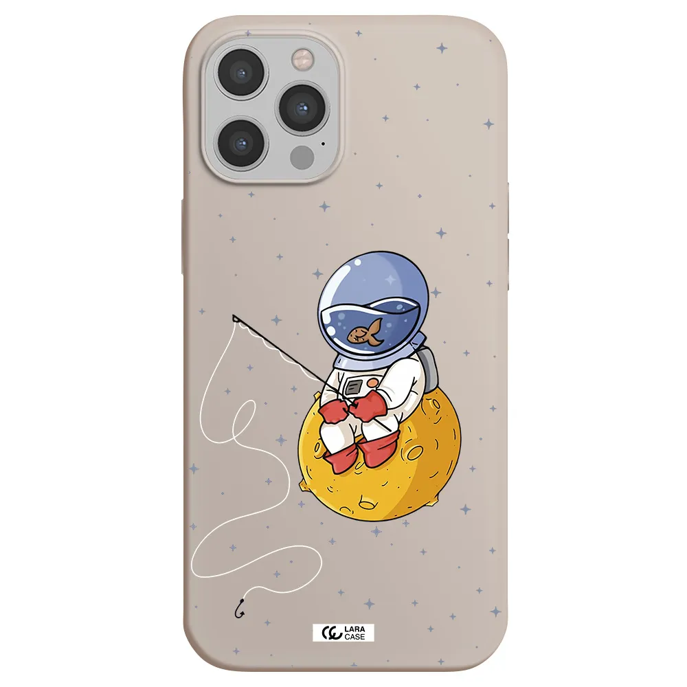 a cartoon of an astronaut sitting on a moon Apple iPhone 12 pro Silicone Stone Case