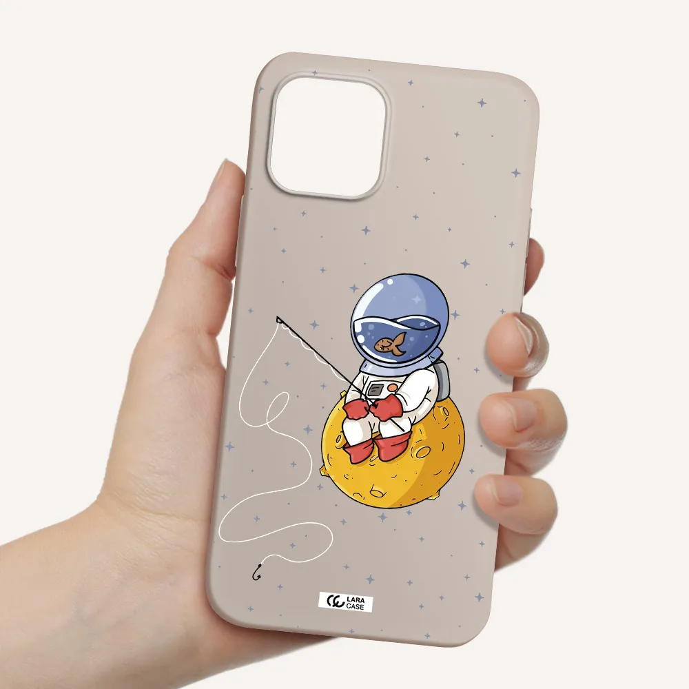 a cartoon of an astronaut sitting on a moon Apple iPhone 12 Silicone Stone Case