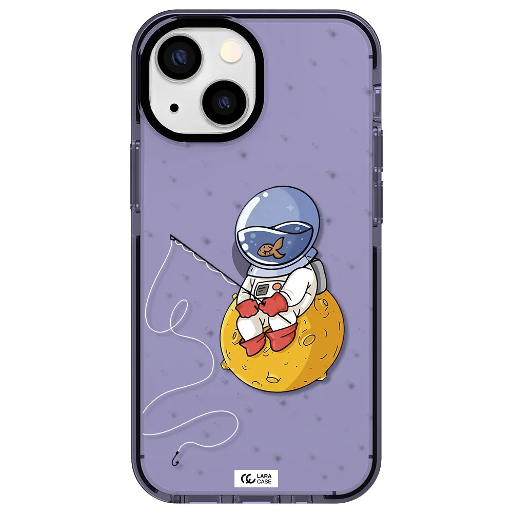 a cartoon of an astronaut sitting on a moon Apple iPhone 13 mini impact Lilac Case