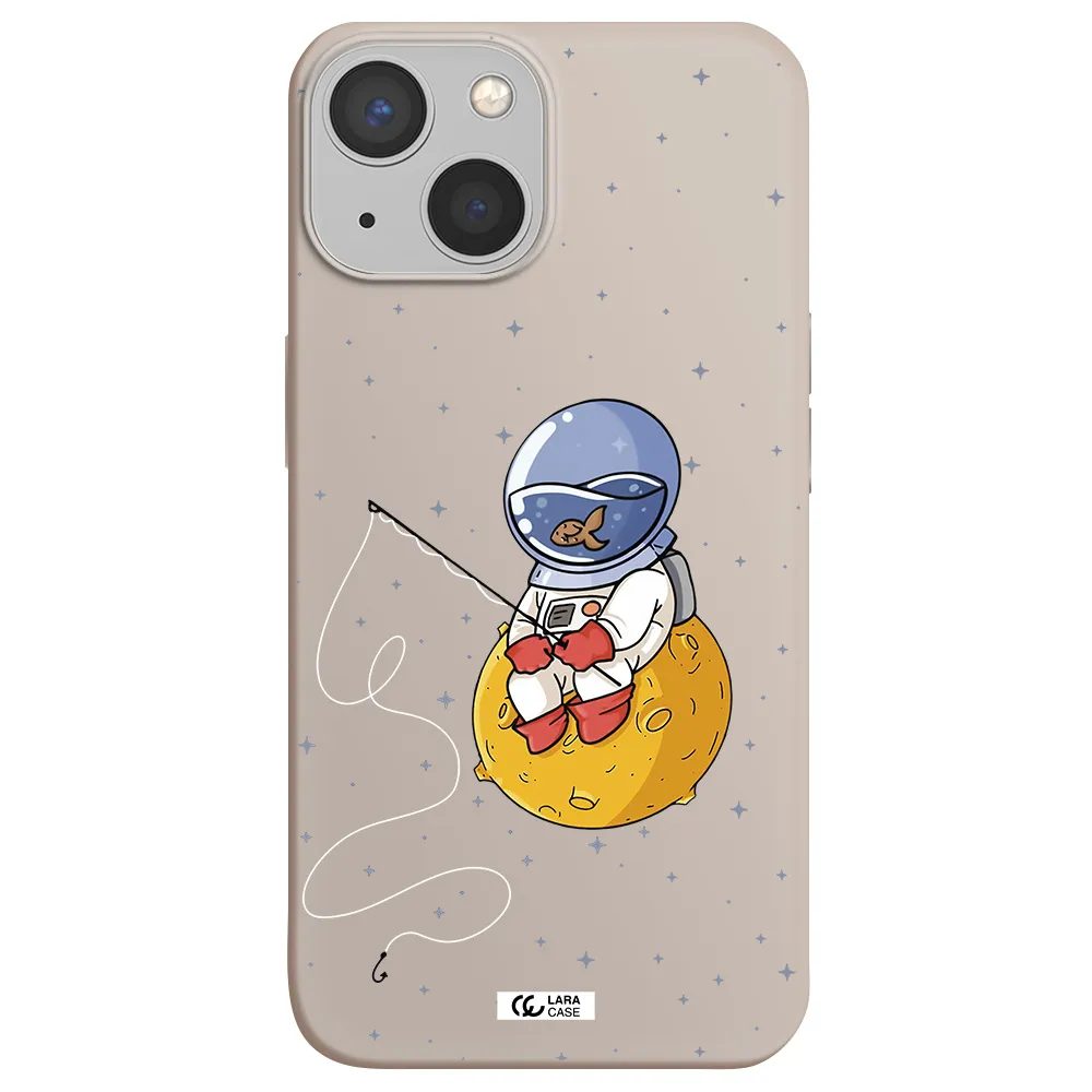 a cartoon of an astronaut sitting on a moon Apple iPhone 13 mini Silicone Stone Case