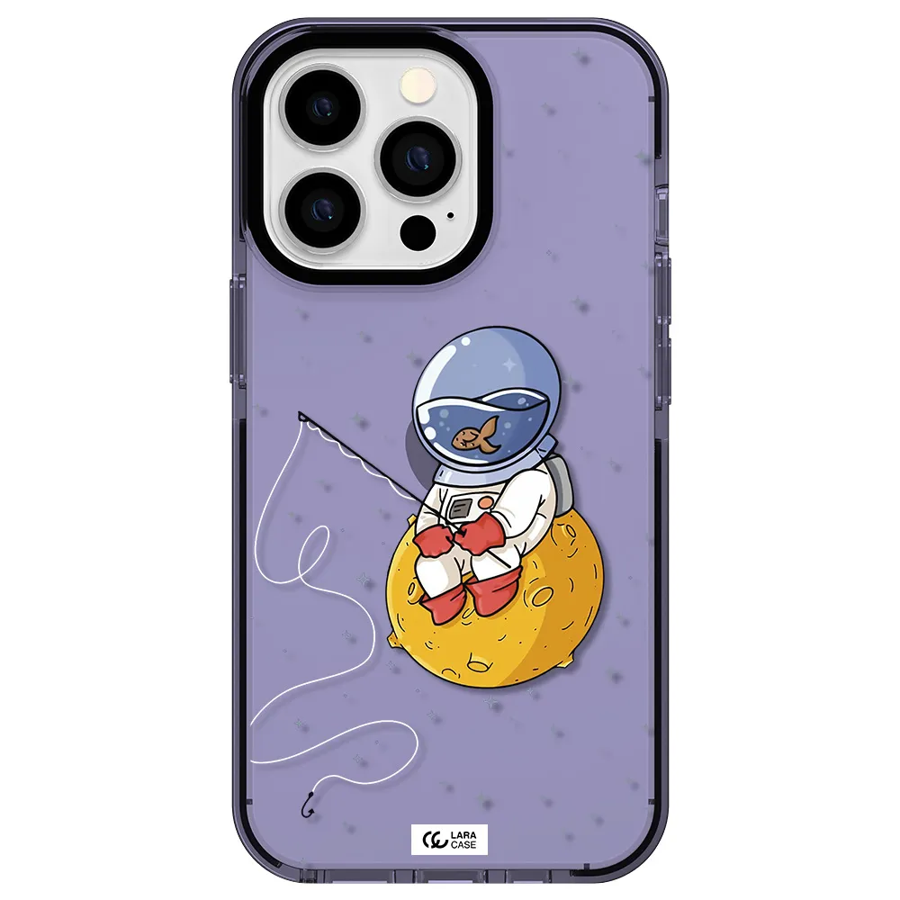 a cartoon of an astronaut sitting on a moon Apple iPhone 13 Pro impact Lilac Case