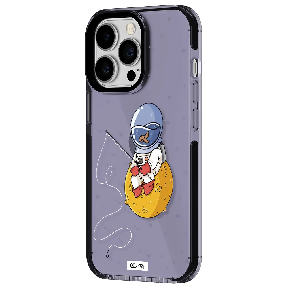 a cartoon of an astronaut sitting on a moon Apple iPhone 13 Pro impact Lilac Case
