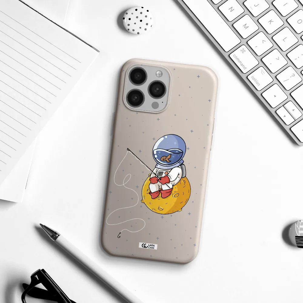 a cartoon of an astronaut sitting on a moon Apple iPhone 13 Pro Max Silicone Stone Case