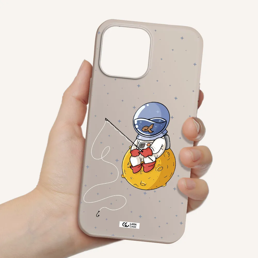 a cartoon of an astronaut sitting on a moon Apple iPhone 13 Pro Silicone Stone Case