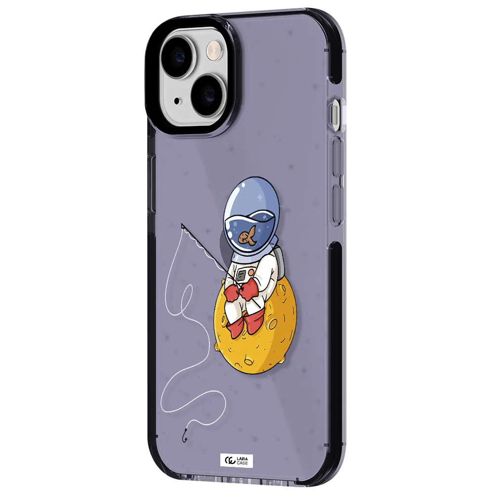 a cartoon of an astronaut sitting on a moon Apple iPhone 14 impact Lilac Case