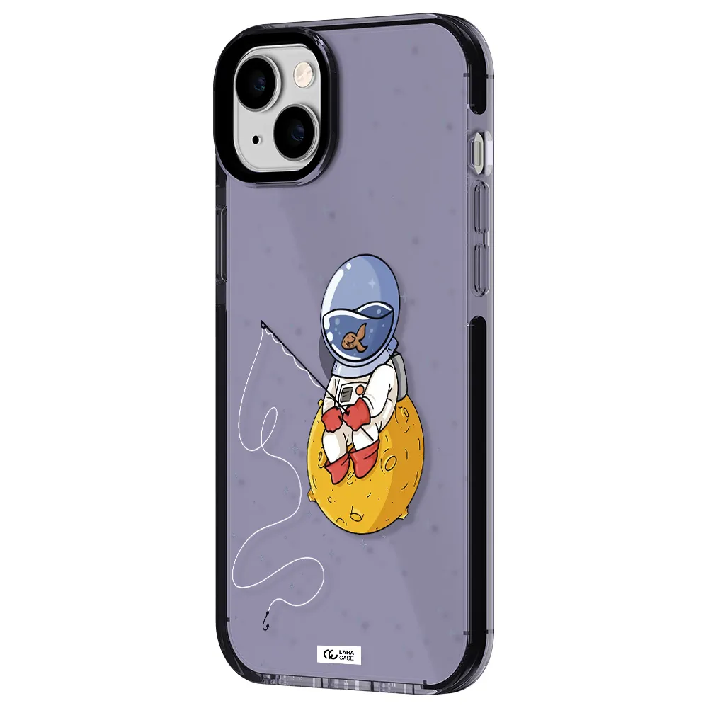 a cartoon of an astronaut sitting on a moon Apple iPhone 14 plus impact Lilac Case
