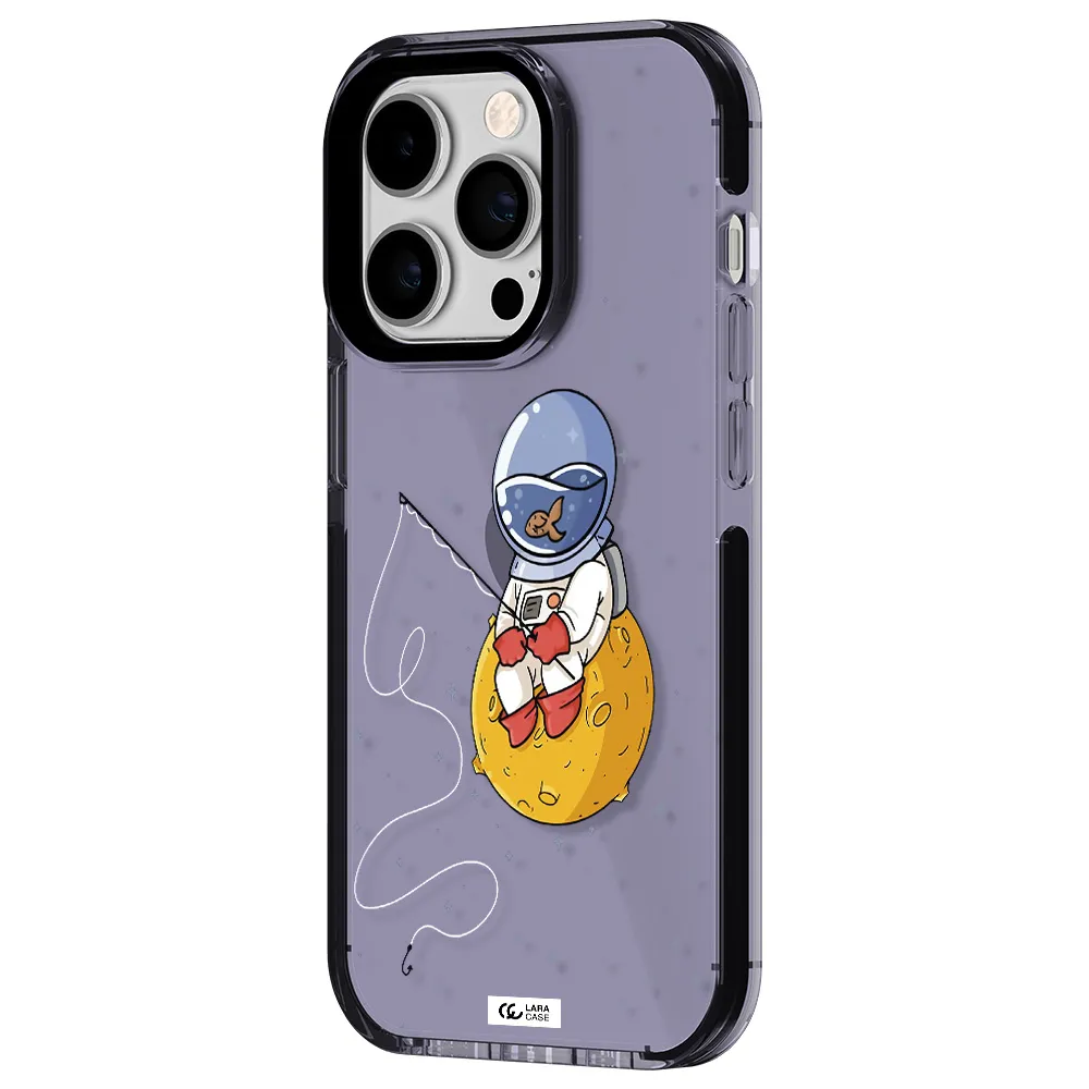 a cartoon of an astronaut sitting on a moon Apple iPhone 14 pro impact Lilac Case