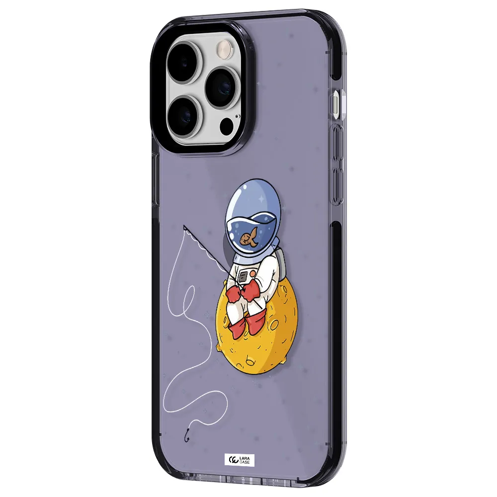 a cartoon of an astronaut sitting on a moon Apple iPhone 14 pro max impact Lilac Case