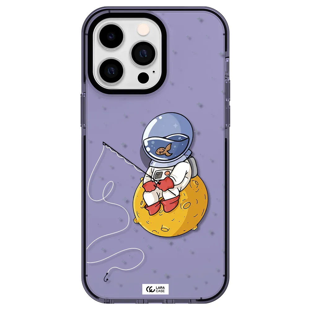 a cartoon of an astronaut sitting on a moon Apple iPhone 15 Pro Max impact Lilac Case