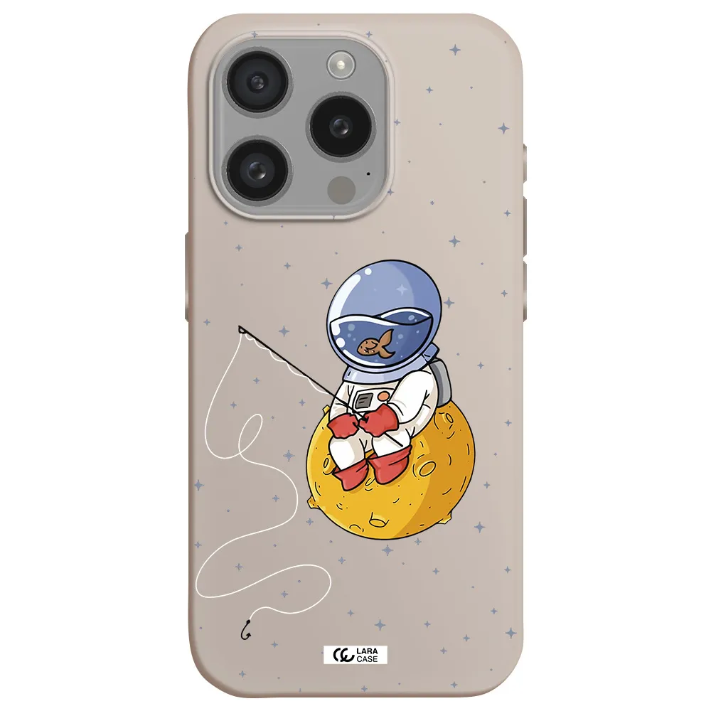 A Cartoon Of An Astronaut Sitting On A Moon Apple Iphone 15 Pro Silicone Stone Case