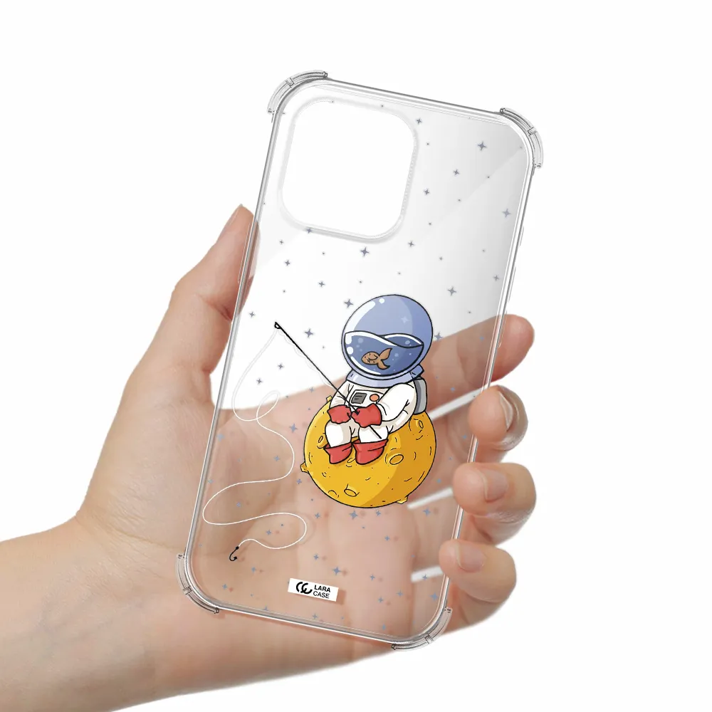 A Cartoon Of An Astronaut Sitting On A Moon Apple Iphone 16 Pro Max Clear Pc Case