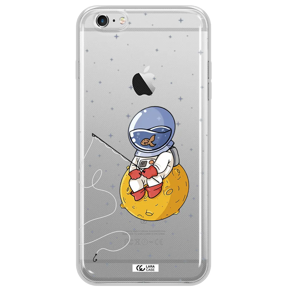 a cartoon of an astronaut sitting on a moon Apple iPhone 6 s plus Clear TPU Case
