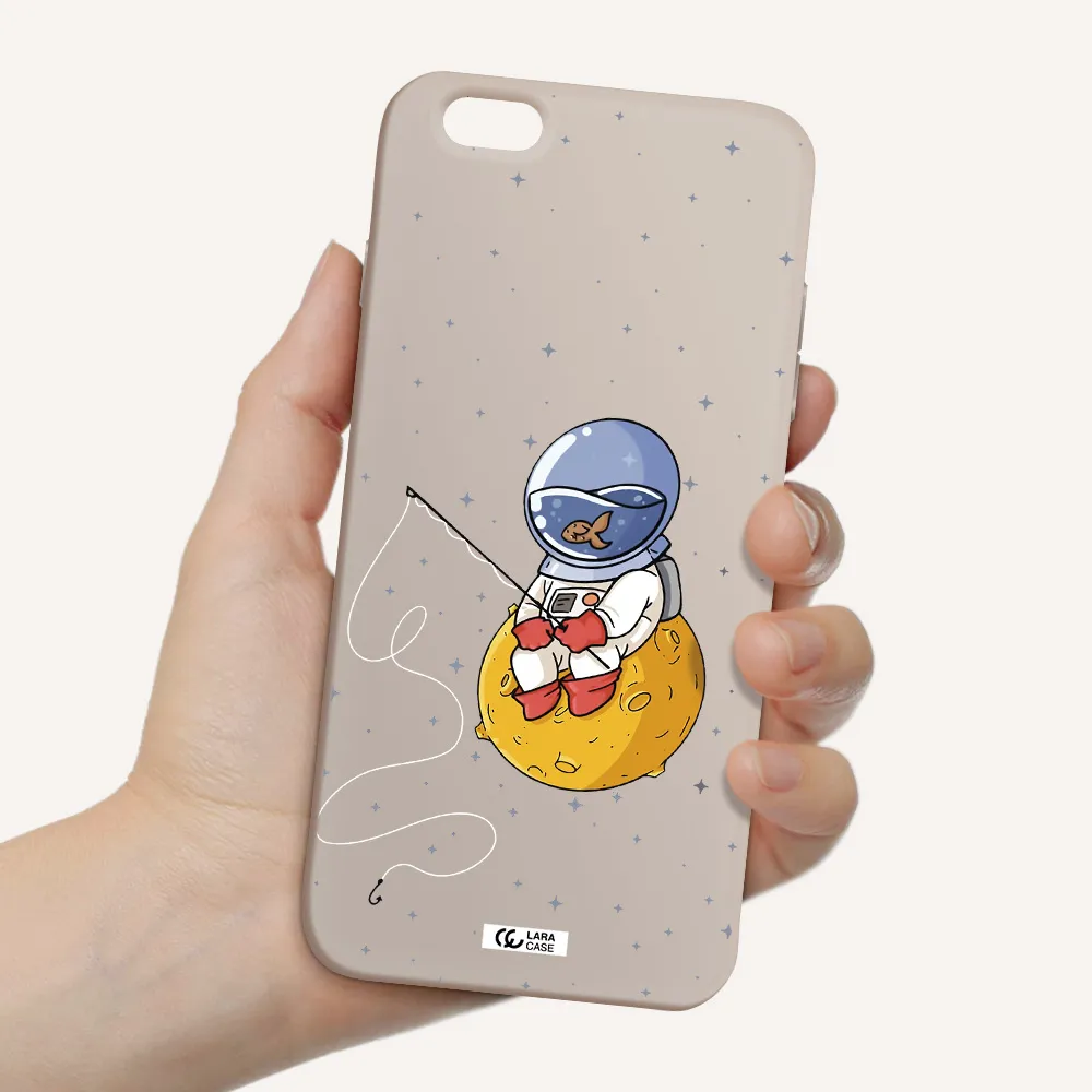 a cartoon of an astronaut sitting on a moon Apple iPhone 6 s plus Silicone Stone Case