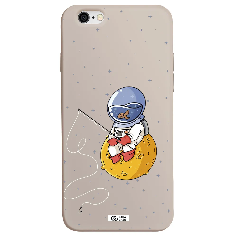 a cartoon of an astronaut sitting on a moon Apple iPhone 6 Silicone Stone Case