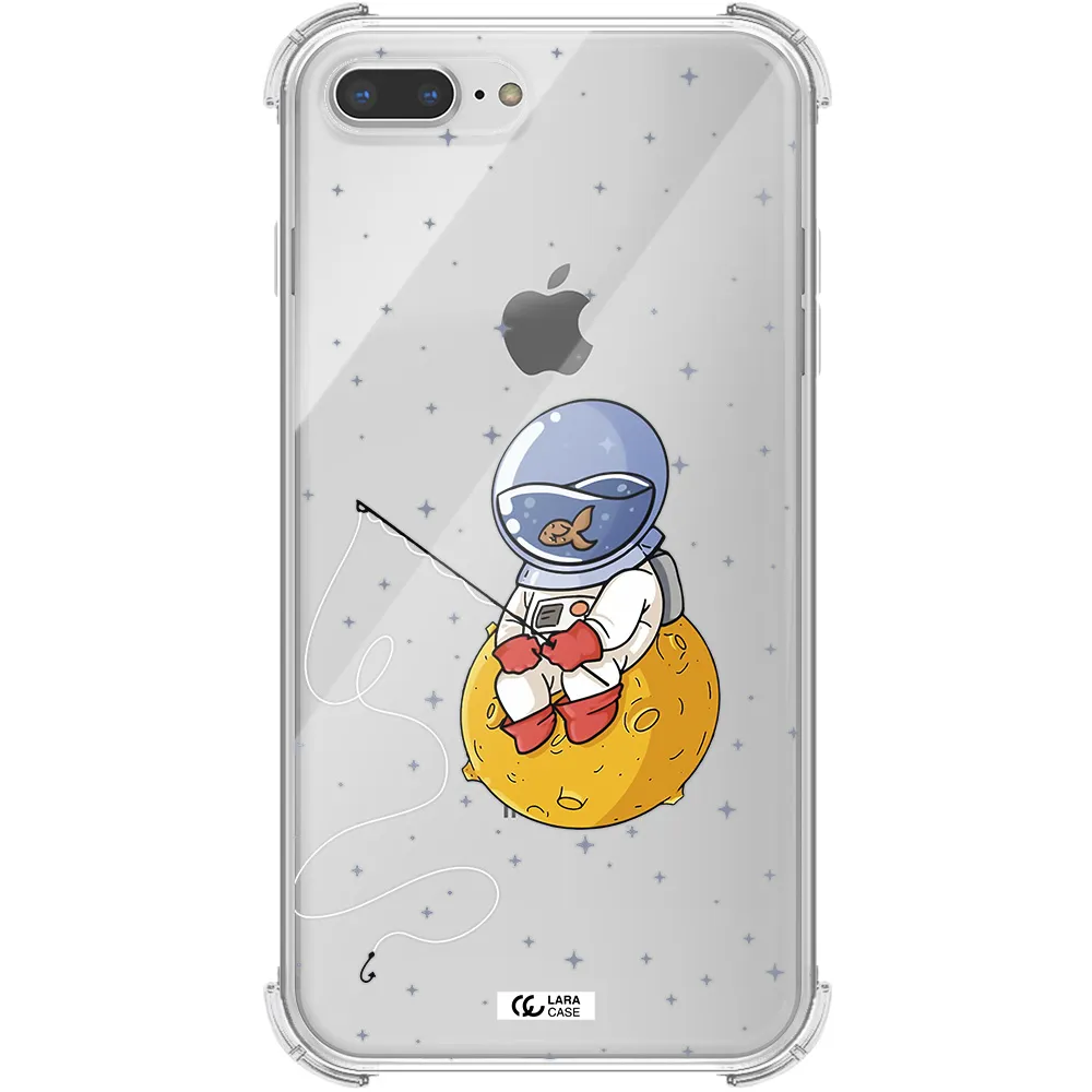 a cartoon of an astronaut sitting on a moon Apple iPhone 7 plus Clear PC Case