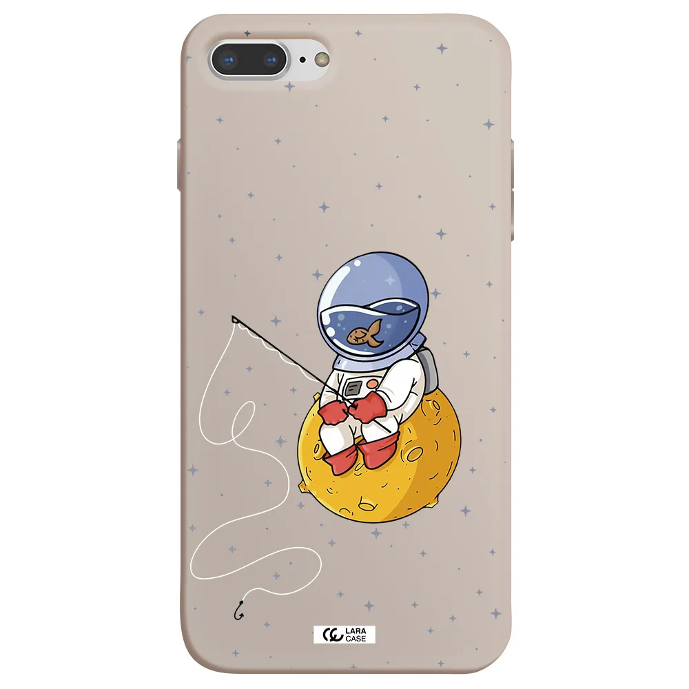 a cartoon of an astronaut sitting on a moon Apple iPhone 7 plus Silicone Stone Case