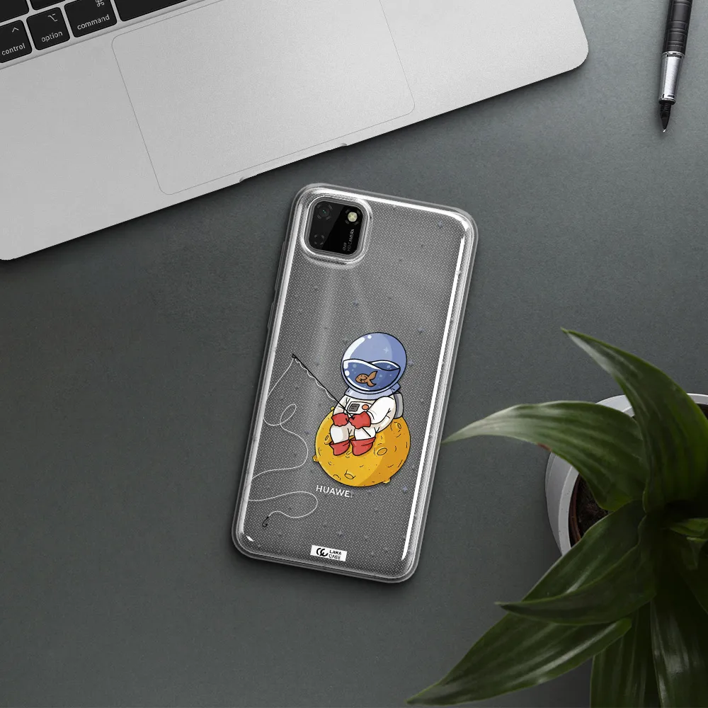 a cartoon of an astronaut sitting on a moon Huawei Honor 9S Clear TPU Case