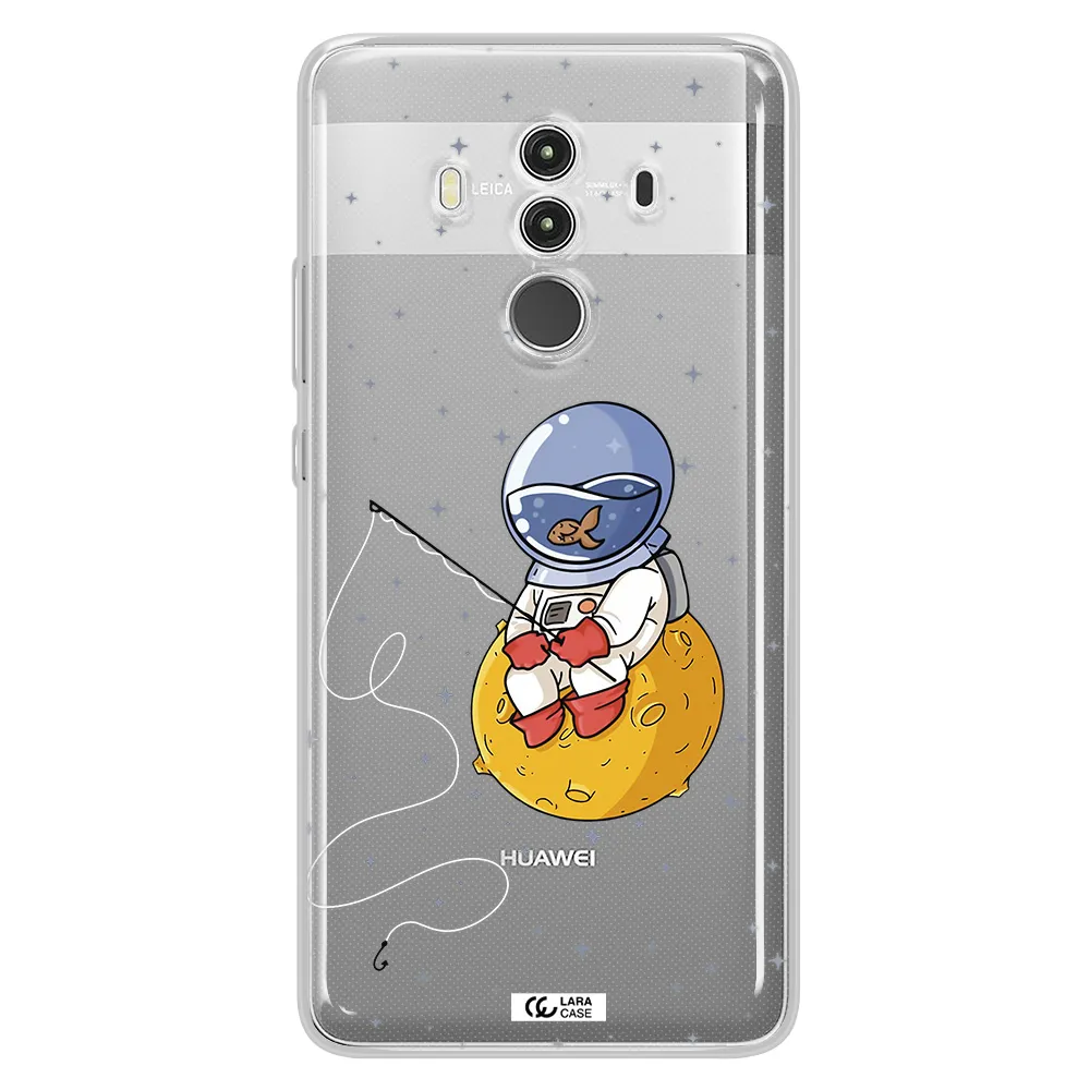 a cartoon of an astronaut sitting on a moon Huawei Mate 10 Clear TPU Case