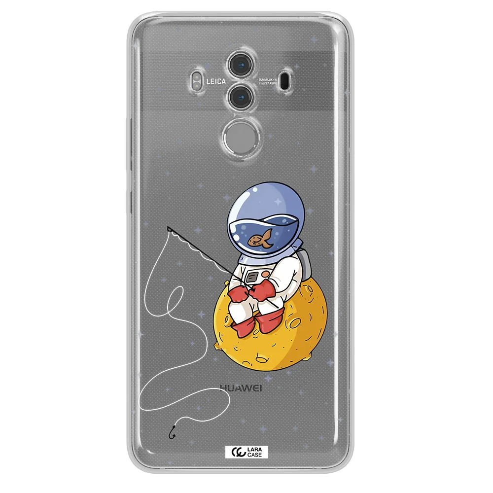 a cartoon of an astronaut sitting on a moon Huawei Mate 10 Pro Clear TPU Case