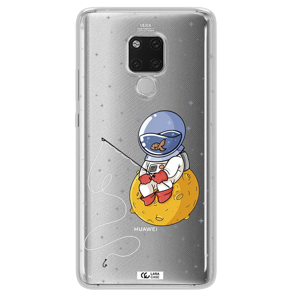 a cartoon of an astronaut sitting on a moon Huawei Mate 20X Clear TPU Case