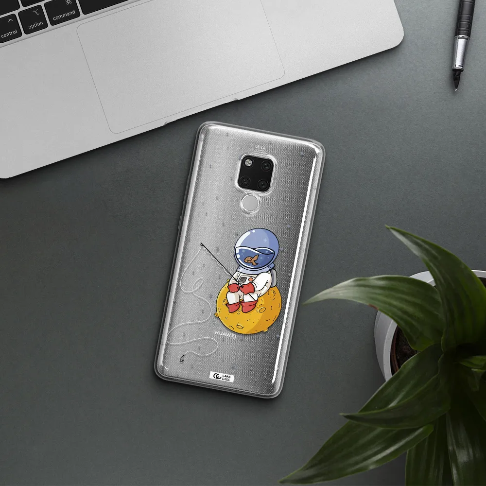 a cartoon of an astronaut sitting on a moon Huawei Mate 20X Clear TPU Case