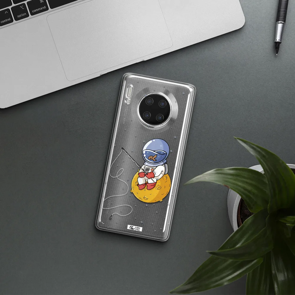 a cartoon of an astronaut sitting on a moon Huawei Mate 30 Pro Clear TPU Case