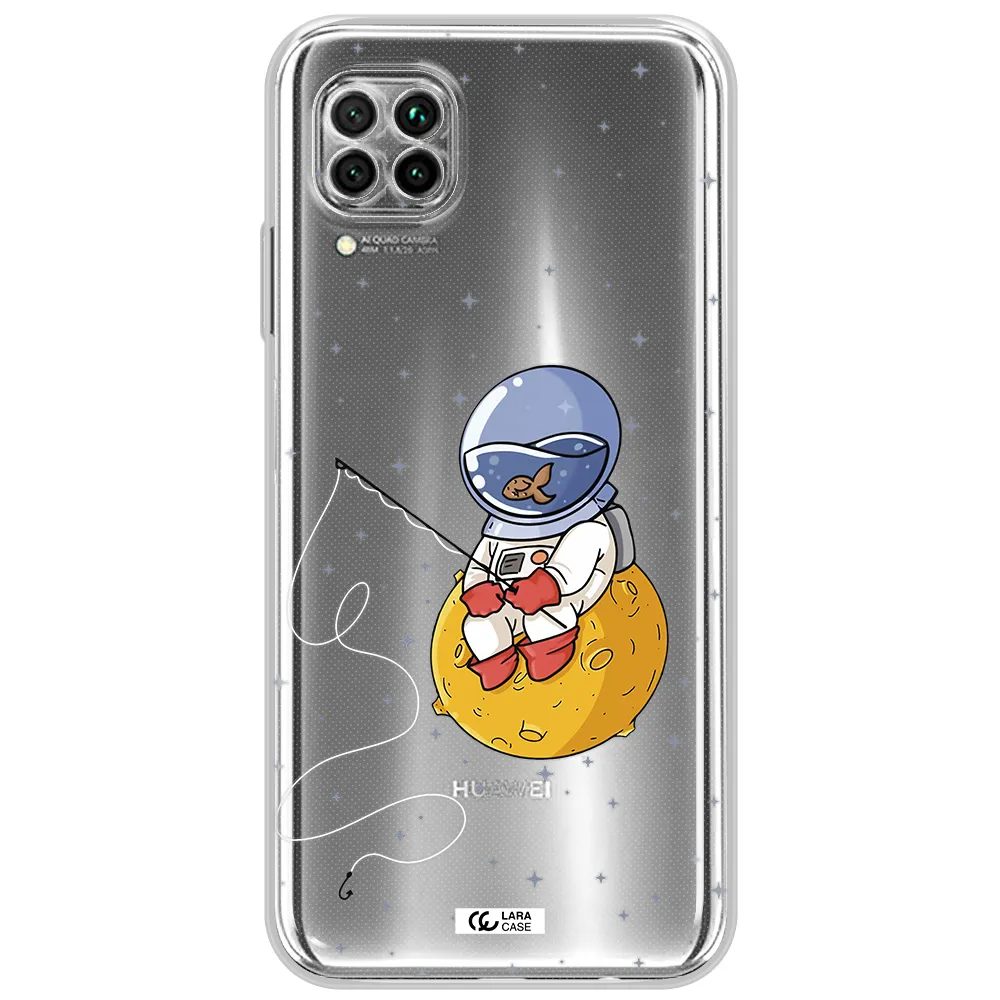 A Cartoon Of An Astronaut Sitting On A Moon Huawei Nova 7I Clear Tpu Case