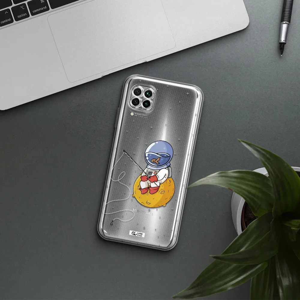 A Cartoon Of An Astronaut Sitting On A Moon Huawei Nova 7I Clear Tpu Case