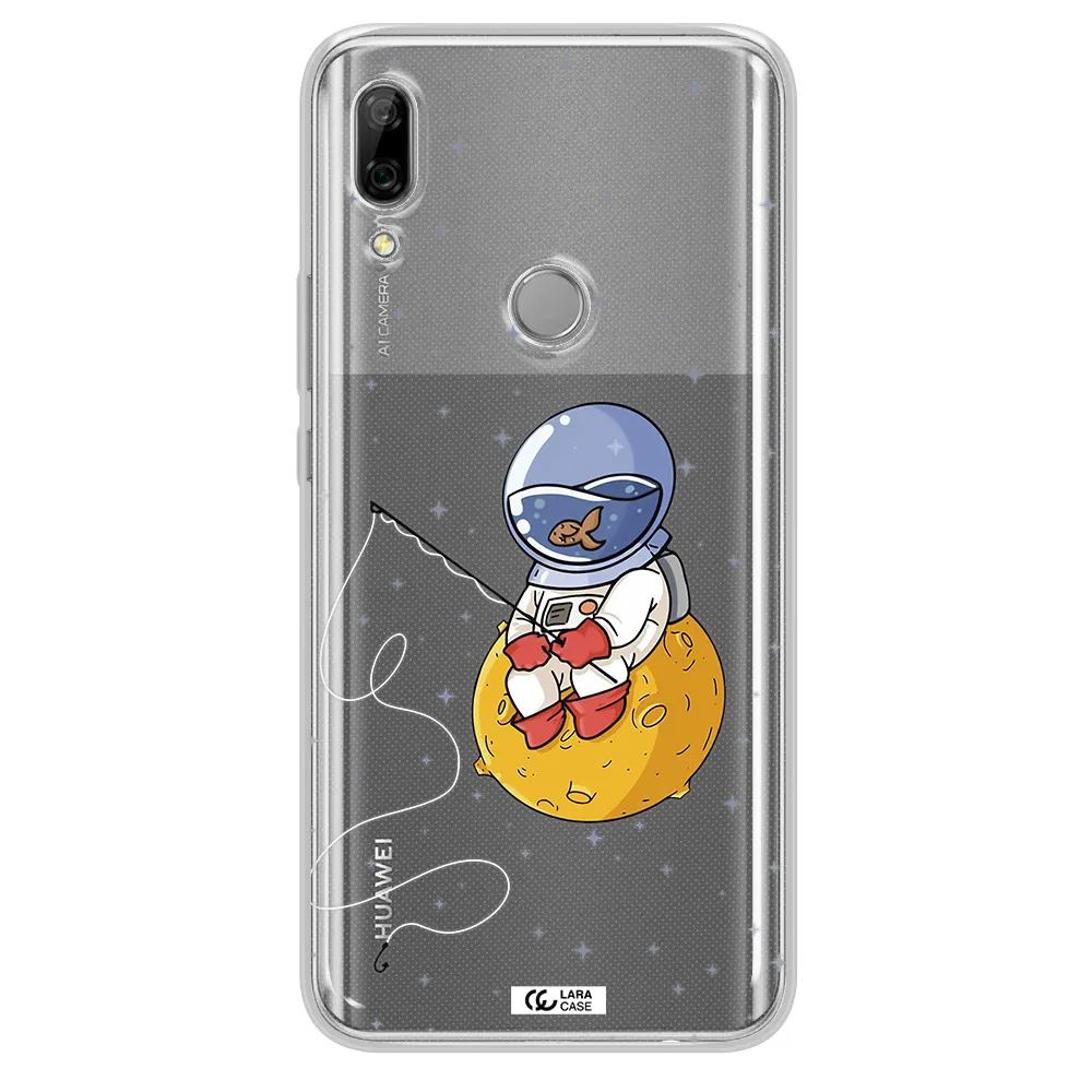 a cartoon of an astronaut sitting on a moon Huawei P Smart Z Clear TPU Case