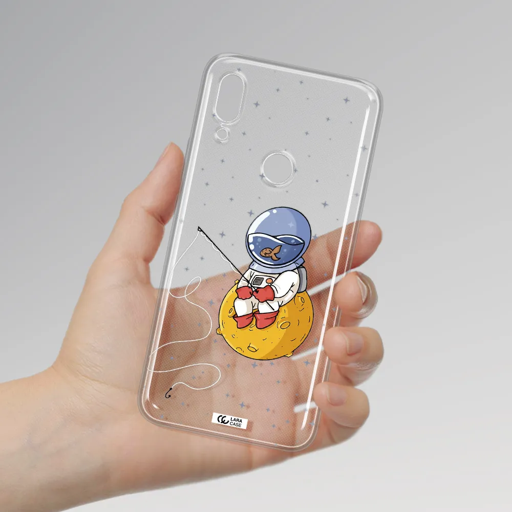 a cartoon of an astronaut sitting on a moon Huawei P Smart Z Clear TPU Case