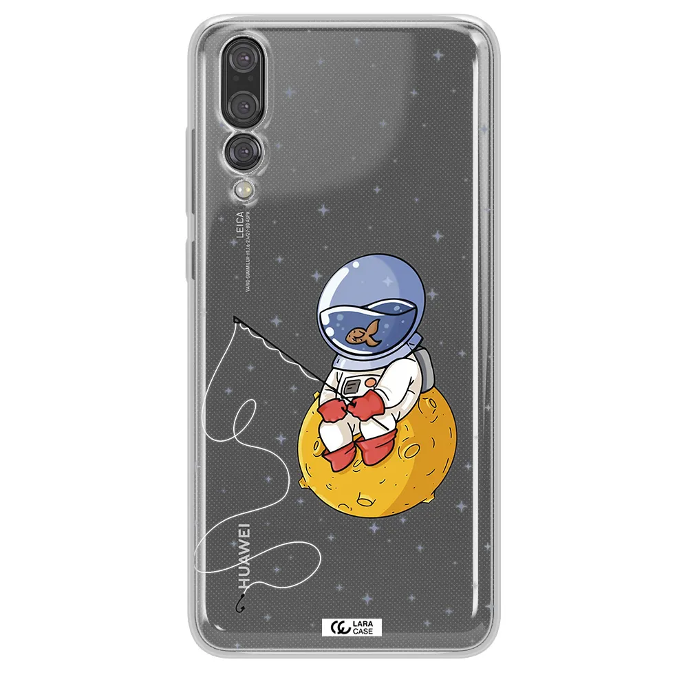 a cartoon of an astronaut sitting on a moon Huawei P20 Pro Clear TPU Case