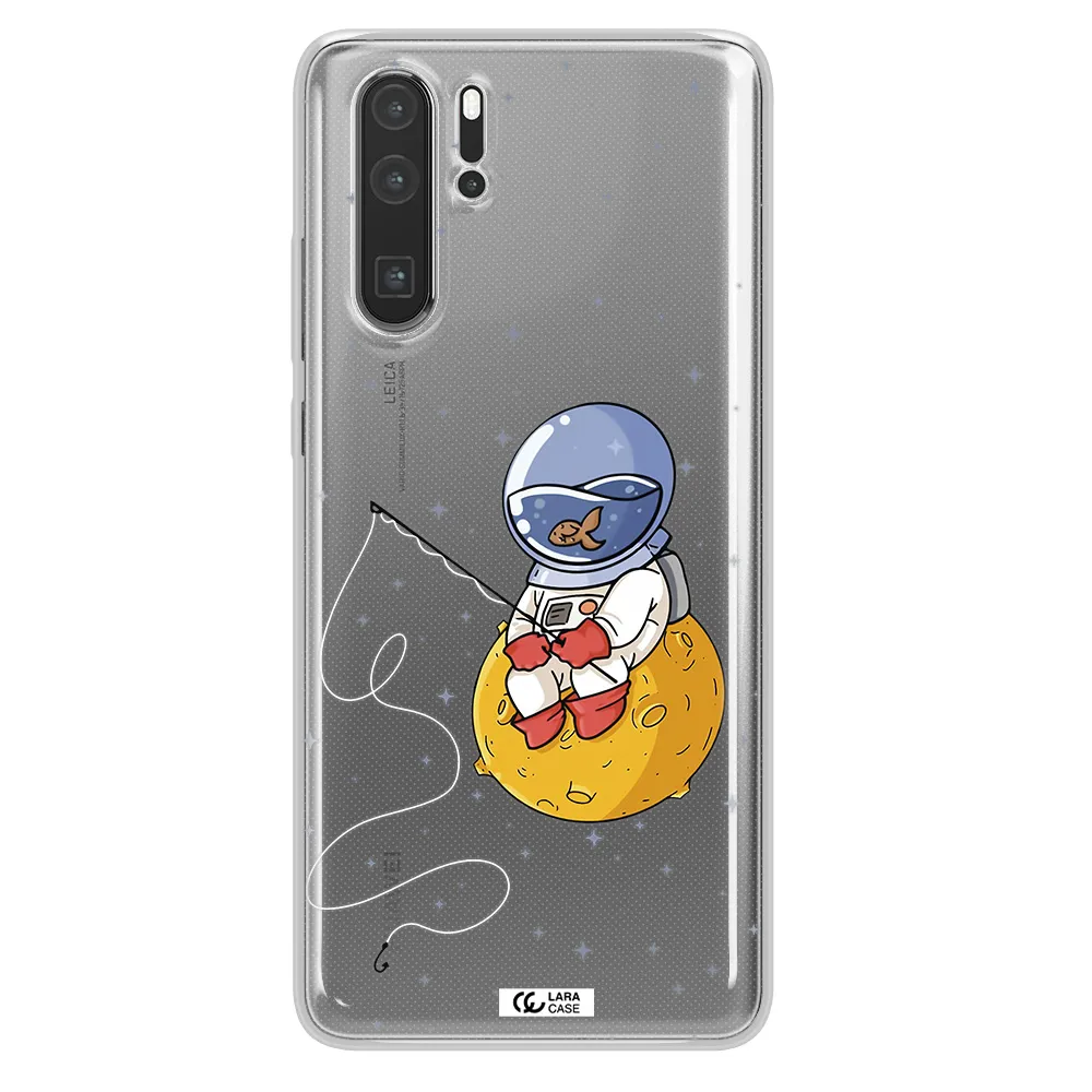 a cartoon of an astronaut sitting on a moon Huawei P30 Pro Clear TPU Case