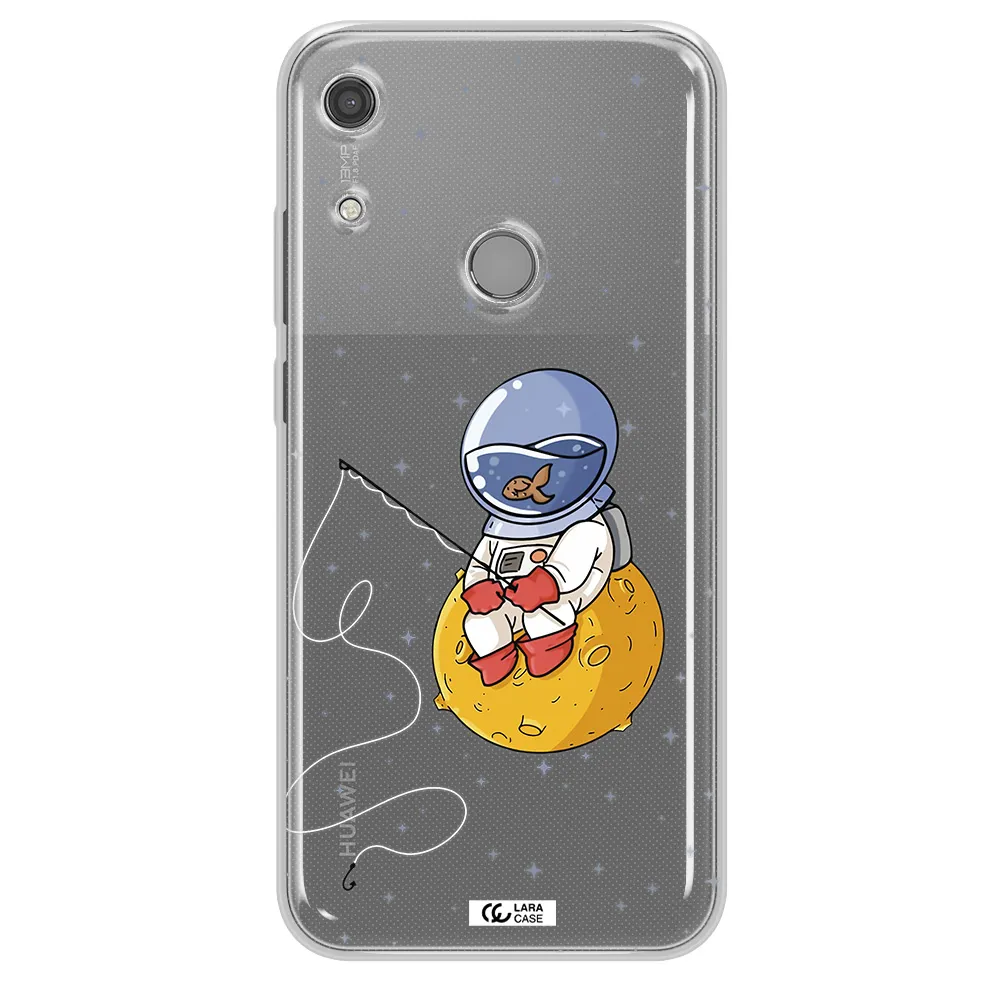 a cartoon of an astronaut sitting on a moon Huawei Y6S Clear TPU Case