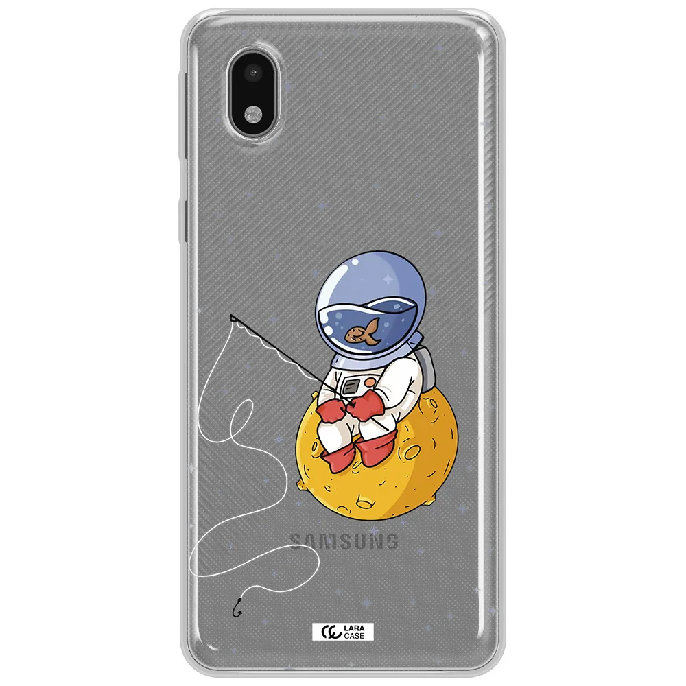 A Cartoon Of An Astronaut Sitting On A Moon Samsung A01 Core Clear Tpu Case