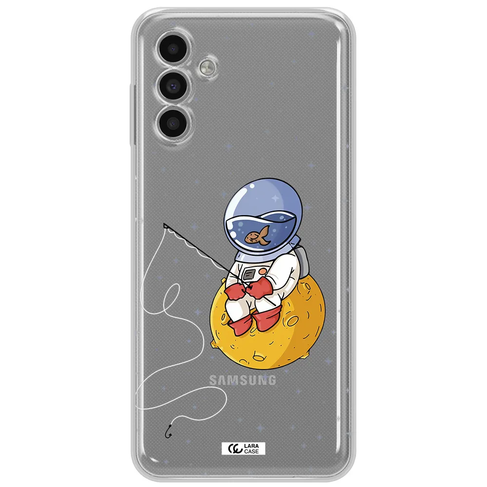 A Cartoon Of An Astronaut Sitting On A Moon Samsung A13 5G Clear Tpu Case