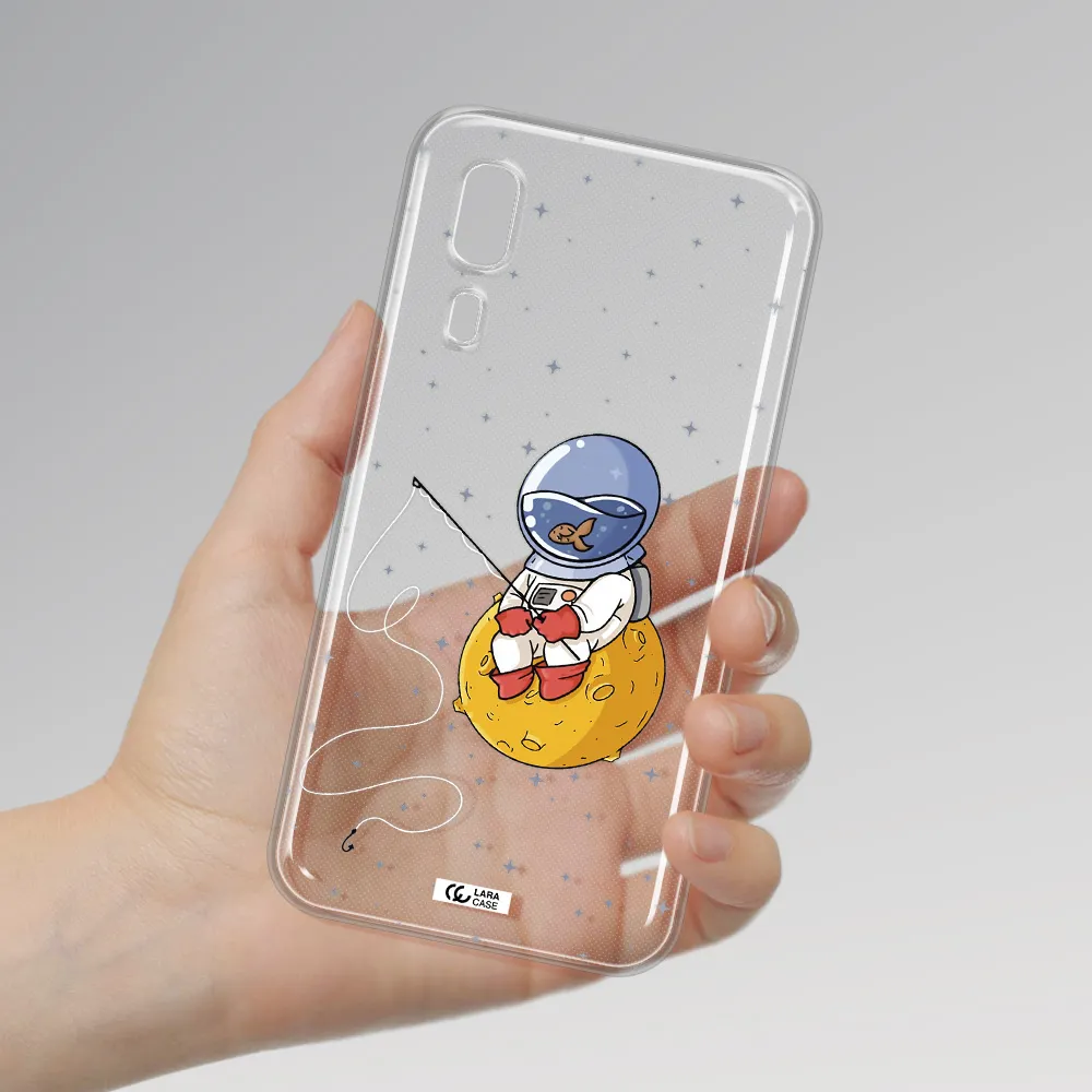 a cartoon of an astronaut sitting on a moon Samsung A2 Core Clear TPU Case