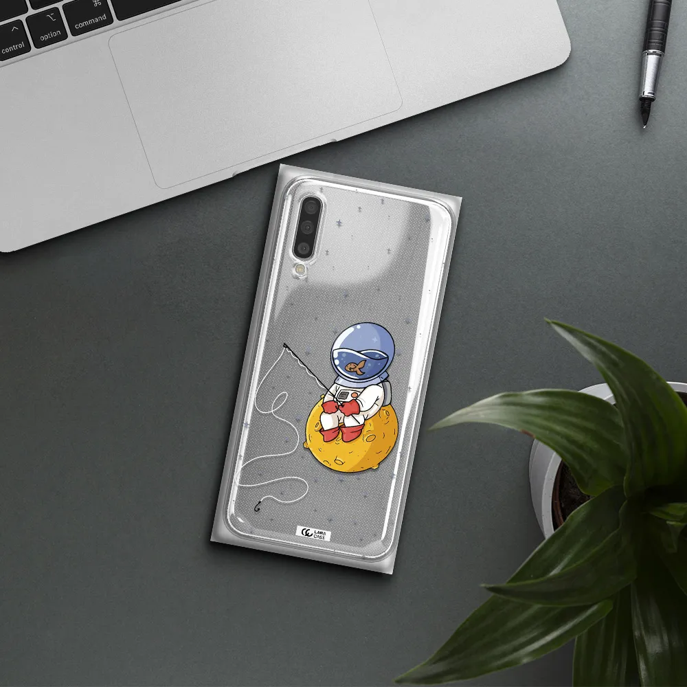 A Cartoon Of An Astronaut Sitting On A Moon Samsung A50S Clear Tpu Case