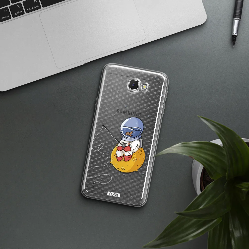 a cartoon of an astronaut sitting on a moon Samsung J5 Prime Clear TPU Case