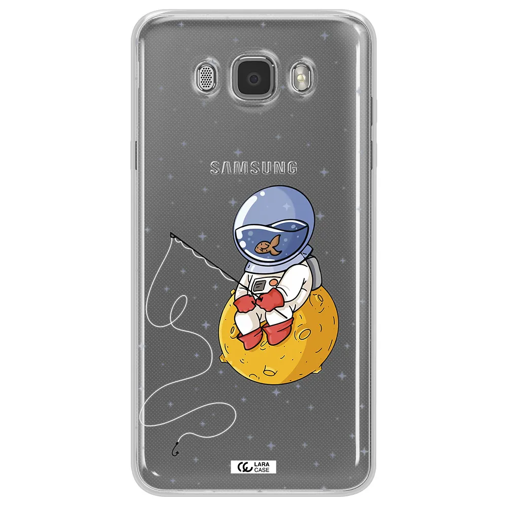 a cartoon of an astronaut sitting on a moon Samsung J7 2016 Clear TPU Case