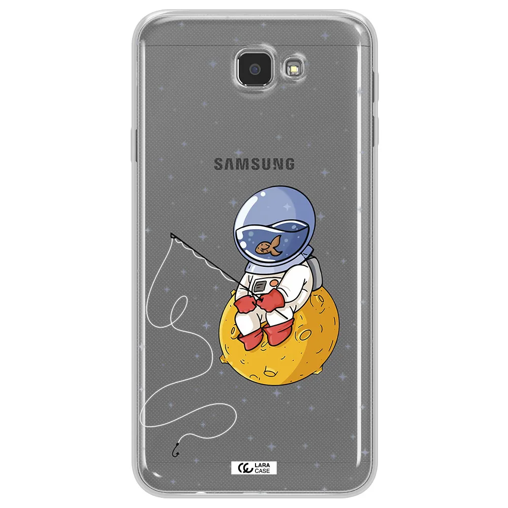 a cartoon of an astronaut sitting on a moon Samsung J7 Prim Clear TPU Case