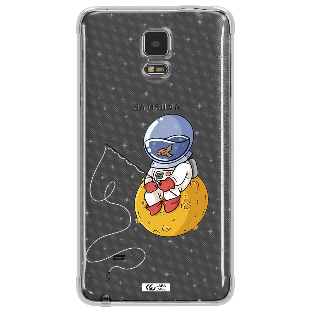 a cartoon of an astronaut sitting on a moon Samsung Note 4 Clear TPU Case