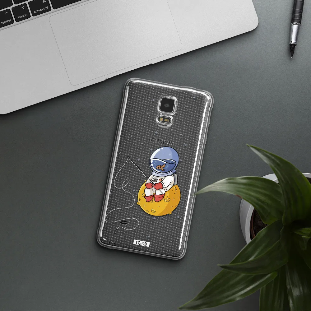 a cartoon of an astronaut sitting on a moon Samsung Note 4 Clear TPU Case