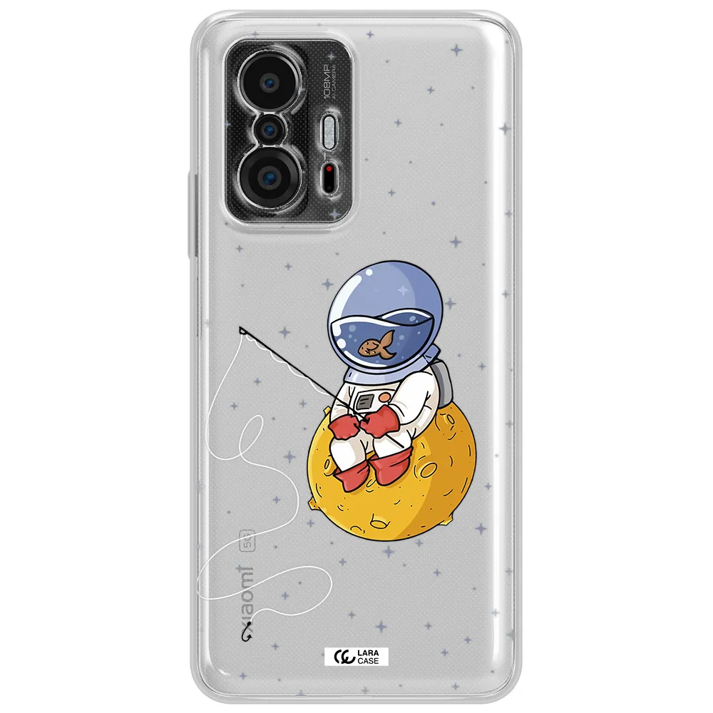 A Cartoon Of An Astronaut Sitting On A Moon Xiaomi 11T Clear Tpu Case