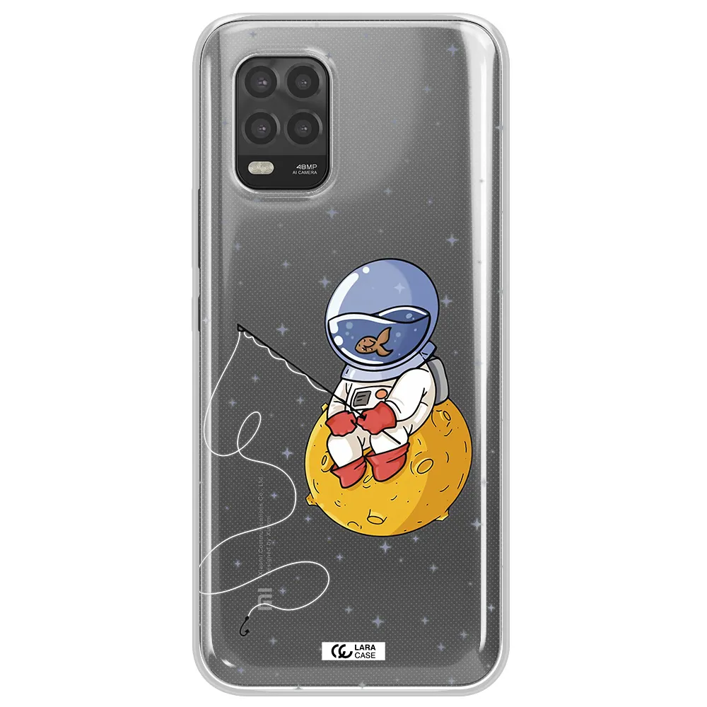 a cartoon of an astronaut sitting on a moon Xiaomi Mi 10 Lite Clear TPU Case