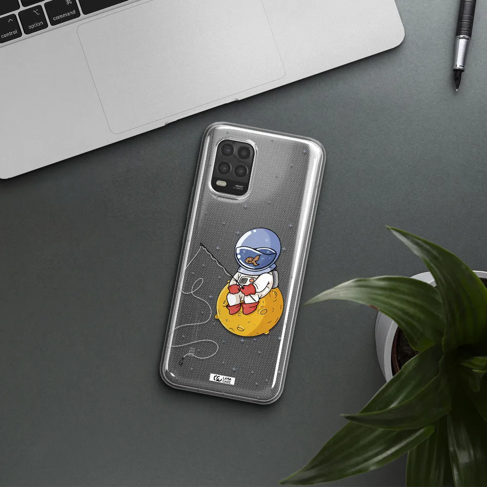 a cartoon of an astronaut sitting on a moon Xiaomi Mi 10 Lite Clear TPU Case