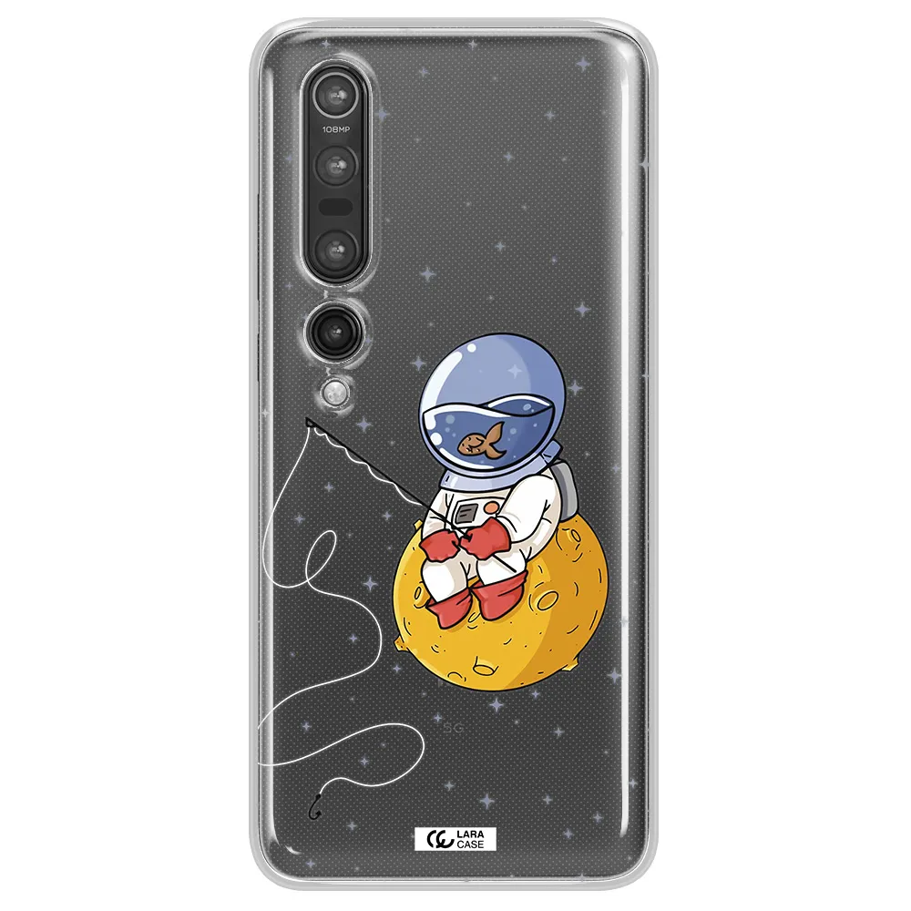 a cartoon of an astronaut sitting on a moon Xiaomi Mi 10 Pro Clear TPU Case