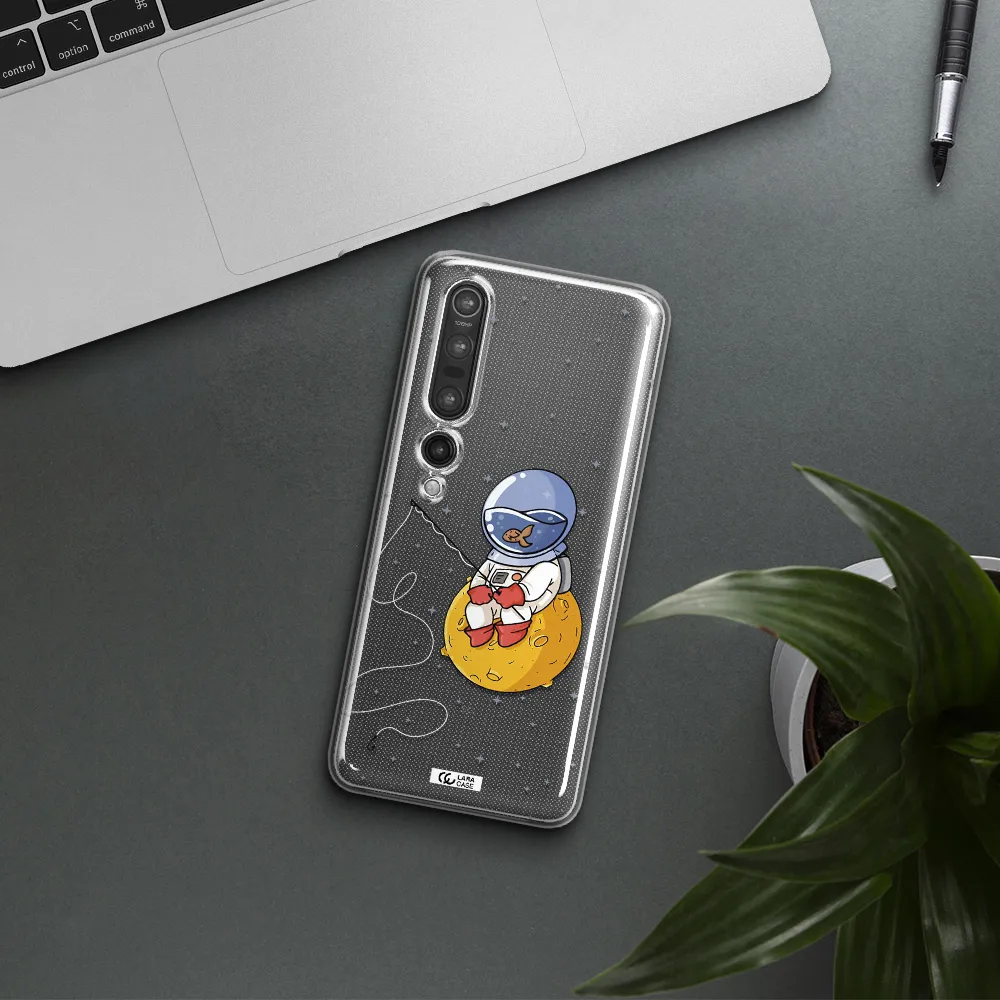 a cartoon of an astronaut sitting on a moon Xiaomi Mi 10 Pro Clear TPU Case